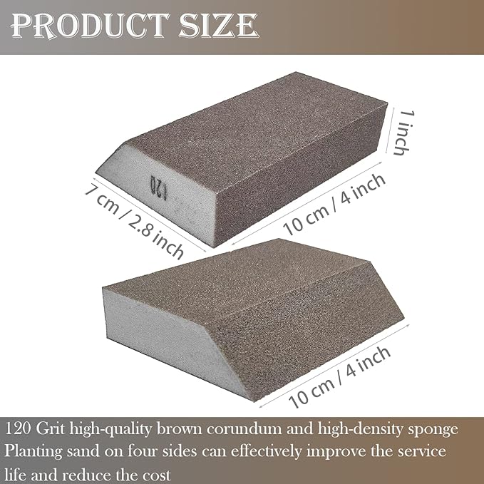 6 Pack Sanding Sponge, 120 Grit Sanding Blocks Assortment,Washable and Reusable for Wood Drywall Metal Home (120 Grit)
