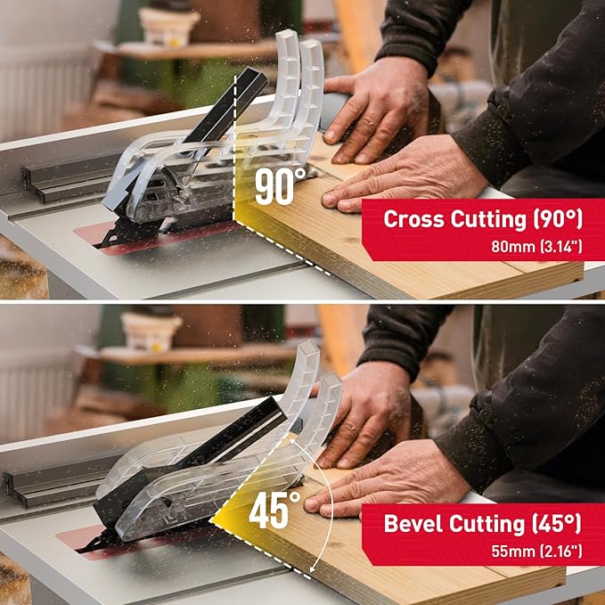 4600RPM Portable Table Saw 10 inch, 15Amp Tablesaw, 90°Cross Cut & 0-45°Cutting, Multifunctional Benchtop with 36T Blade for DIY, Furniture Making, Woodworking