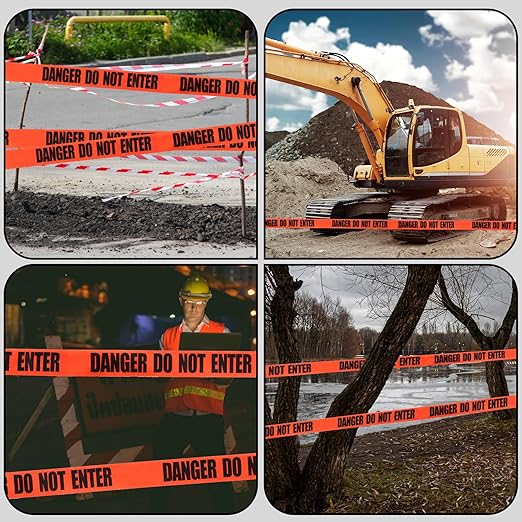 Treela 6 Pcs 3 Inch x 1000 ft Caution Danger Tape Roll Do Not Enter Cross Crime Scene Construction Warning Safety Tape for Hazardous Areas Halloween(Danger,Red)