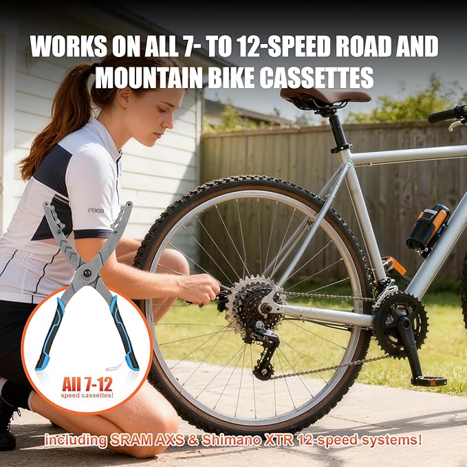 Cassette Removal Tool, Chain Whip Alternative for 7-12 Speed Bikes, Forged Steel Pliers with Non-Slip Handle