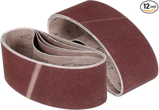 2-1/2 x 16 Inch Sanding Belt, 12 Pcs 40/80/120/150/240/400 Grits Aluminum Oxide Knife Sharpener Belts Work Sharpening for Belt Sander Knife Carving Tool Metal Working