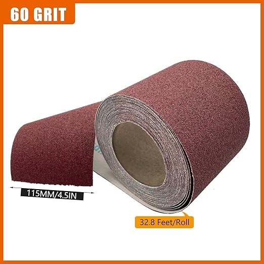 60 Grit Sandpaper Roll 4.5'' Wide 10Yard (= 71Pcs 1/4 Sheet Sandpaper) Abrasive Emery Cloth Sand Paper Roll for Dry Wet Sanding Polishing Wood Metal Glass Automotive Furniture PVC Primers (60 Grit)