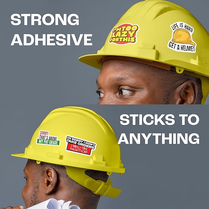 200 PCS Hard Hat Stickers for Adults (No Duplicates) Sarcastic, Meme, & Funny Stickers for Water Bottles, Toolbox, Helmet, & Hard Hat Accessories ??Ideal for All Blue Collar Workers