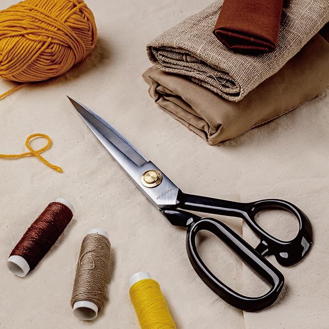 KEARING 9 Inch Heavy Duty Fabric Scissors, Professional Tailor Shears for Precision Cutting of Leather, Denim, and Multi-Layer Fabrics for Dressmaking, Sewing, Quilting - 0.47 lb - Right-Handed