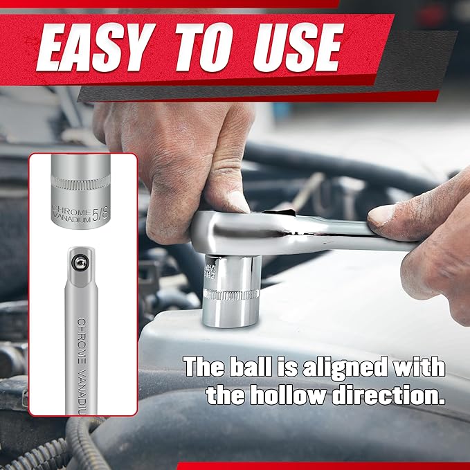 69pcs 1/4??3/8"" Drive Impact Socket Set,Drive Master Socket Set,SAE/Metric, Deep & Shallow with Drive Head Ratchet,Drive Spark Plug Socket,Extension bar (3??& 6??,6 Point,CR-V Steel, Mirror