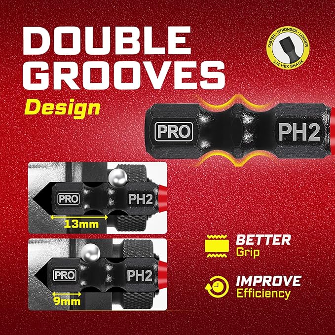 20Pcs Multi-Size Diamond Coated Impact Screwdriver Bit Set, #2 Phillips Power Driver Bits, Magnetic S2 Steel PH2 Screwdriver Bits Set with 1Pcs Screwdriver Bit Holer