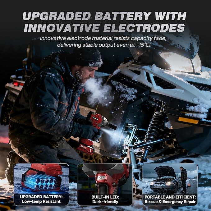 ARCCAPTAIN Cordless Impact Wrench, 1000Ft-lbs (1350N.m) 1/2" High Torque Impact Gun, 15C High-Rate 2x4.0Ah Batteries, 20V Power Impact Driver, Supports Up to 40mm Socket for Heavy Truck/Car/Pickup