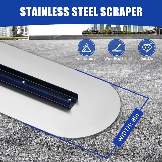 Stainless Steel Concrete Float - 46 x 8" Bull Float Concrete Finishing Tools Kit With 4 x 3.8 Feet Float Handle Concrete Surface Smoothing Tool