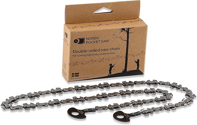 Nordic Pocket Saw Double Sided Chain - 32" Sawchain for High Limb Rope Saw with 43 teeth on each side - Bi-directional teeth cuts in both directions