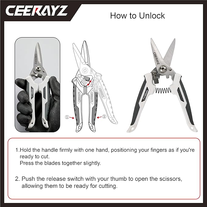 7" Scissors All Purpose, Heavy Duty, Multipurpose, for DIY Projects, Office, Production Lines, Pruning, with Protective Sheath (White/Gray)