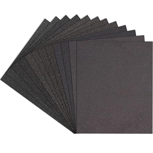 Premium Sandpaper Assortment 9" x 11" - 12 Pcs (with 2 Each of 80, 120, 180, 220, 320, 400 Grits) Silicon Carbide Wet Dry Sand paper Sheets - Sanding Automotive, Woodworking Furniture, Metal Finishing