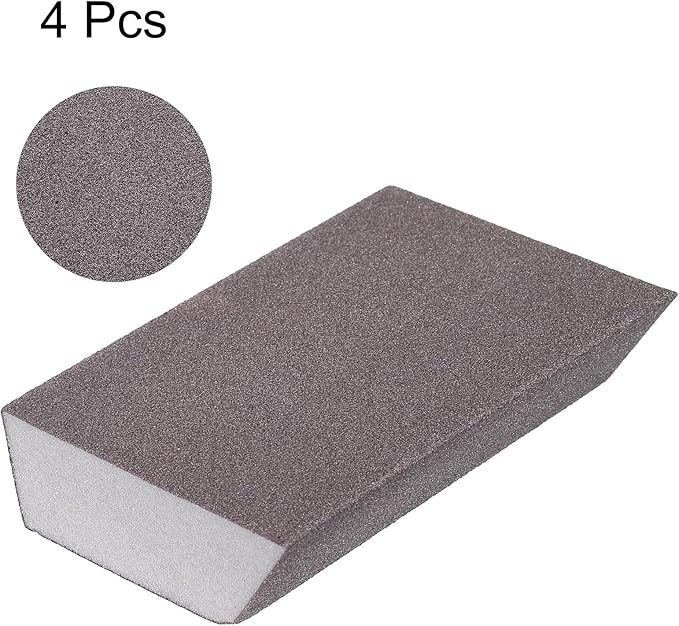 HARFINGTON 4pcs Sanding Sponge Blocks 600-800 Grit Sanding Sponge with Angled Edge 4"x2.8"x1", Washable and Reusable Foam Sanding Block for Polishing Kitchen Metal Wood Drywall Home