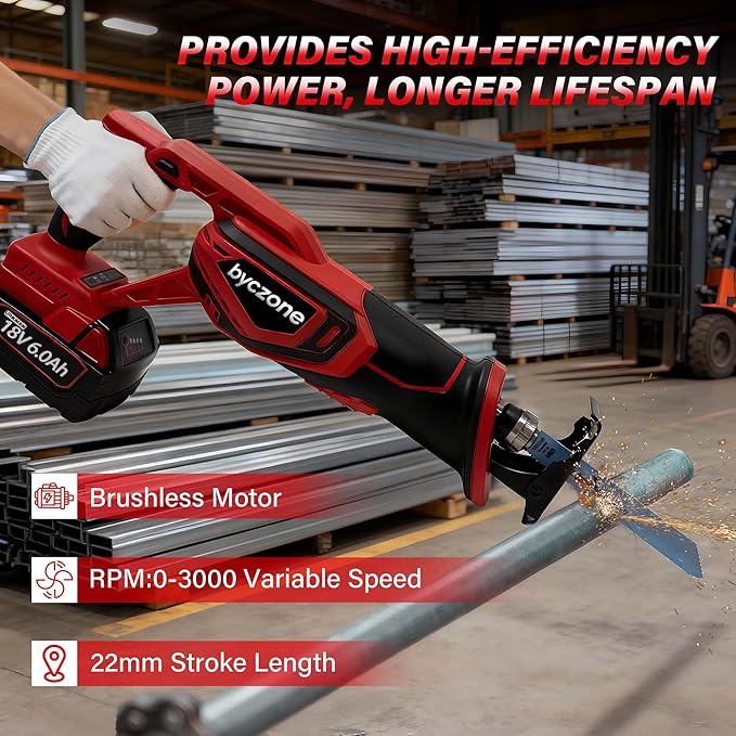 Cordless Reciprocating Saw for Milwaukee 18V Battery (without battery), 3000RPM Variable Speed Sawzall with 4pcs Zallsaw Blade, Pivoting Shoe, Keyless Blade Clamp Recipro Saw for Wood, Metal, PVC Pipe