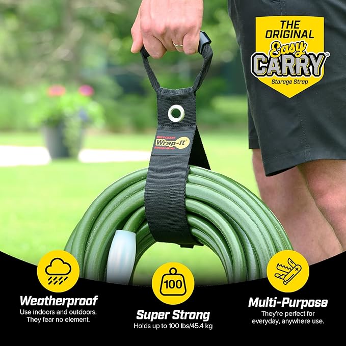 Easy-Carry Wrap-It Storage Straps - 36??(2-Pack) Black with Grommet - Heavy Duty Cord Carrying Strap Keeper and Extension Cord Organizer
