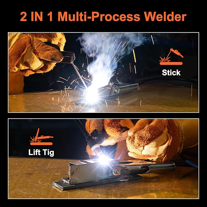 200A Pro Welder, 110V/220V Dual Voltage 2 In 1 ARC/Lift TIG Welding Machine with Synergic Control, IGBT Inverter Stick Welder with Large LED Display, Hot Start, VRD, Arc Force and Anti-Stick