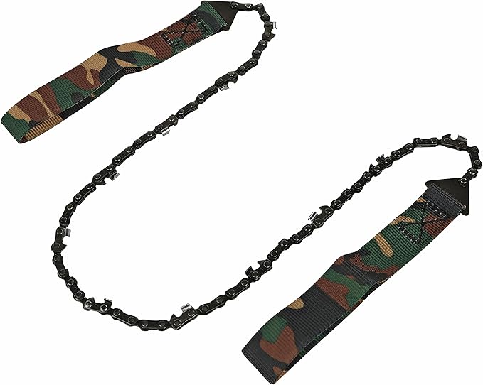 Pocket Chainsaw - Razor Sharp Self Cleaning 25.5 In Portable Hand Saw Survival Gear with Black Holster for Camping, Hunting, Hiking | Pocket-sized 25.5” Emergency Wilderness Survival Chain Saw (Green)