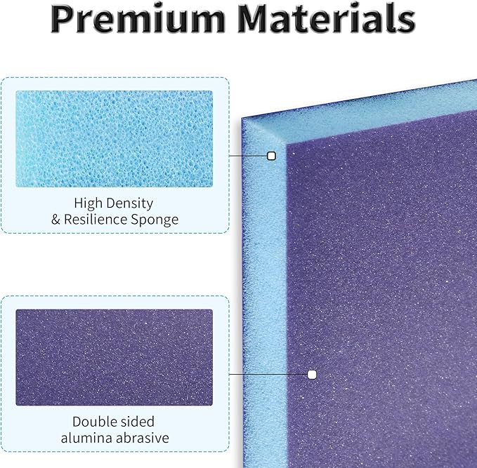 6 Pcs Sanding Sponge 180 Grits Wet Dry Sandpaper Sponges Washable & Reusable Sanding Blocks Double Sided Abrasive Sponge for Wood, Metal, Drywall & Furniture Polishing Blue
