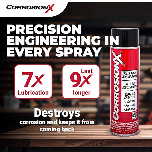 CorrosionX Rust Inhibitor, Industrial-Strength Dielectric Corrosion Prevention, Lubricant & Penetrant for Marine, Automotive, Electronics & RV Use, Protects Bolts, Cables, Engines, 4oz Trigger Spray