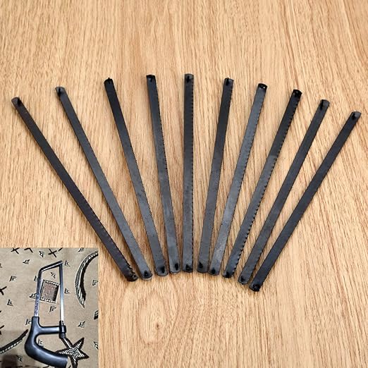dophee 10Pcs 6 inch 150mm 24T Mini Hacksaw Blade Replacement, Multifunctional Carbon Steel Hand Saw Blade for Hand DIY Model Manual Woodworking PVC Metal Pipes Cutting