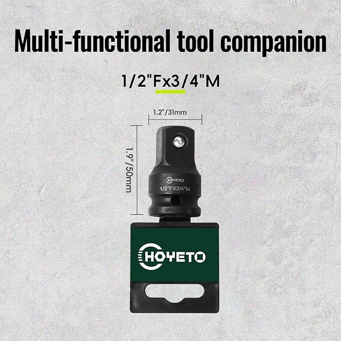 1/2" to 3/4" Industrial Impact Adapter | Cr-V Steel | Heavy-Duty Rotation Converter for Machinery