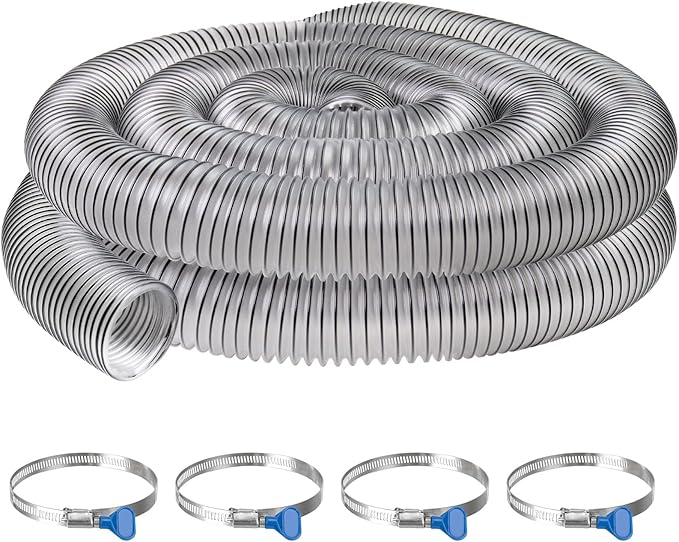 PVC Dust Collection Hose 2-1/2" x 20',Puncture Resistant PVC Dust Collection Hose,2.5 Inch Dust Collector Vacuum Hose for Woodworking,Workshops,Dust Collectors,Flex PVC Fume Hose w/Carbon Steel Wire
