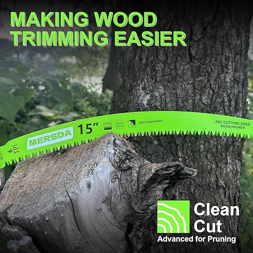 Japanese Teeth Reciprocating Saw Blade 15 Inch, Curved Edge Wood Pruning Saw Blades 6TPI for Tree Pruning, Wood/PVC Pipe Cutting, CR-V Sabre Blades, 4 Pieces