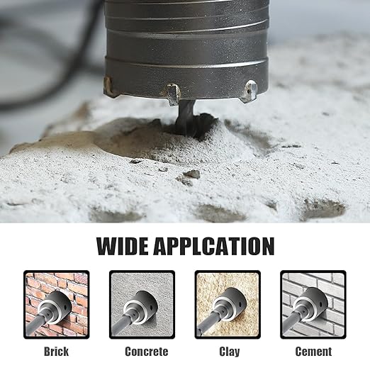 2-1/16 inch / 52mm Concrete Hole Saw with SDS Plus Shank Connecting Rod,Concrete Drill Bit,6.3mm Tungsten Carbide Tip Cement Hole Saw for Concrete Cement Brick Wall (52mm (2-1/16 inch))