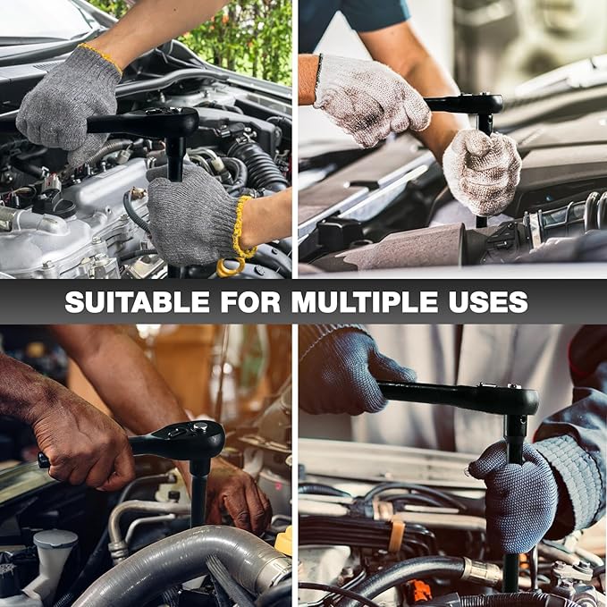 3/8" Drive Impact Socket Set 64-Piece, Deep & Shallow SAE (5/16"-1") & Metric (6-24mm), with 3/8-Inch Ratchet Handle, 6 Points,Cr-V, Extension Bars, Universal Joint, Gift for Men