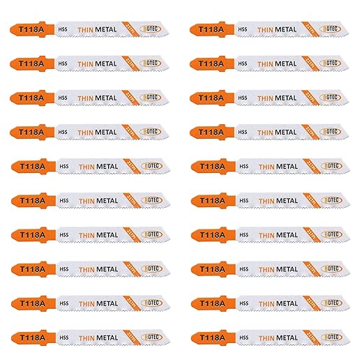 20PCS T Shank Jigsaw Blades Set - BGTEC HSS(M2) Jig Saw Blades for Wood, Plastic and Metal Cutting(T118A)