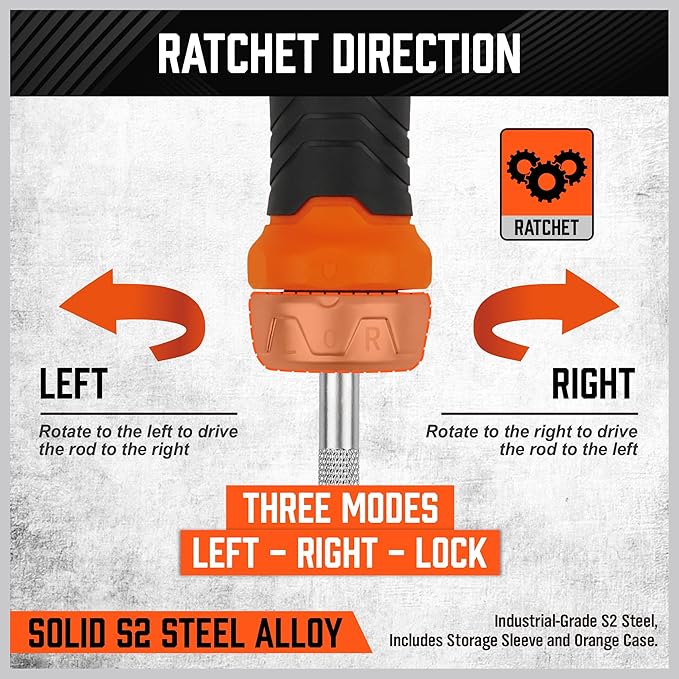 HORUSDY 25-Piece Hex Screwdriver Bit Set | Metric and SAE Hex Bit Set 1/4 inch Ratcheting Magnetic Bit Driver