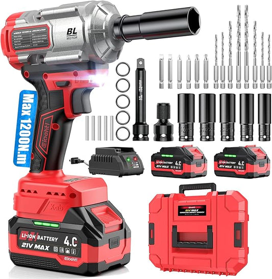New Upgrade 3-in-1 Impact Wrench, High Torque 900 Ft-Lbs (1200 Nm) 21V MAX 1/2" Brushless Impact driver, 5500 RPM | 3-in-1 Set with Sockets ??Drill ??Screwdriver | Impact drill for Truck RV Car & Home
