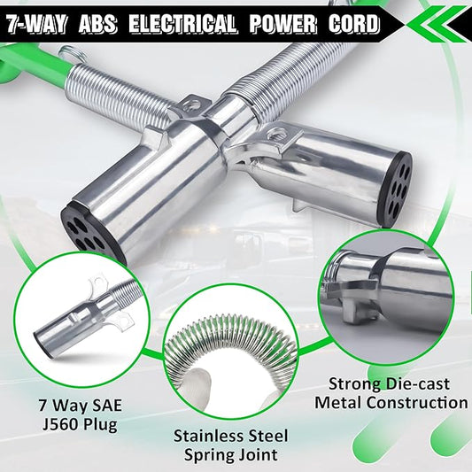 15Ft Air Brake Line Hoses & ABS Electrical Power Cord Assembly with Tender Spring Kit & Gladhands & Handles & Seals, Ailbiuko 1/2" NPT DOT Fittings Pigtail Trailer Semi Truck Air Hose