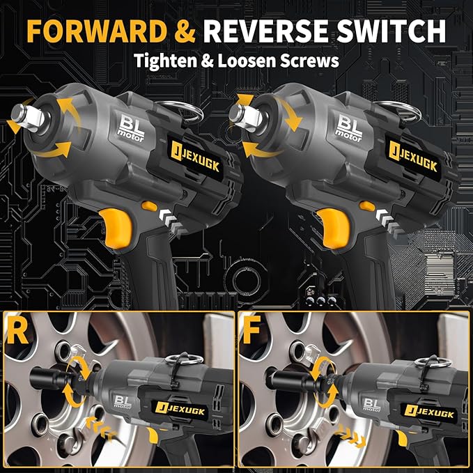1500Ft-lbs 1/2" Cordless Impact Gun, 2000Nm Impact Wrench with 2 x 6.0Ah Battery & 5 Socket, 21V Brushless High Torque Electric Pistolas de Impacto, Llave de Impacto for Heavy Truck Mower