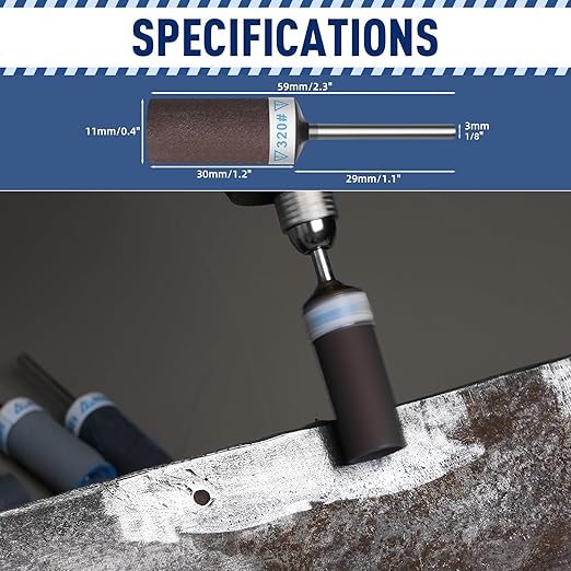 20Pcs 320 Grit Sanding Drums Sandpaper Sticks Set for Dremel Rotary Tool with 1/8" Shank, Sanding Bits Kit Rotary Tool Accessories for Metal Rust Removal/Stone Grinding/Jade Polishing (320 Grit)