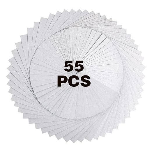 Kingcattle|Multi-Purpose White Sandpaper|60 to 1000 Grit Dry Sanding Paper Combo Pack|55 Sheets 9x11 Inch Sand Paper|Suitable for Sanding and Polishing Wood, Metal, and Painted Surfaces