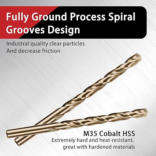 5/16 Inch Cobalt Drill Bits, 13 Pack of M35 HSS,135 Degree Tip, Jobber Length Twist Drill Bit Set for Hardened Metal, Stainless Steel, Cast Iron, Wood and Plastic, with Indexed Storage Case