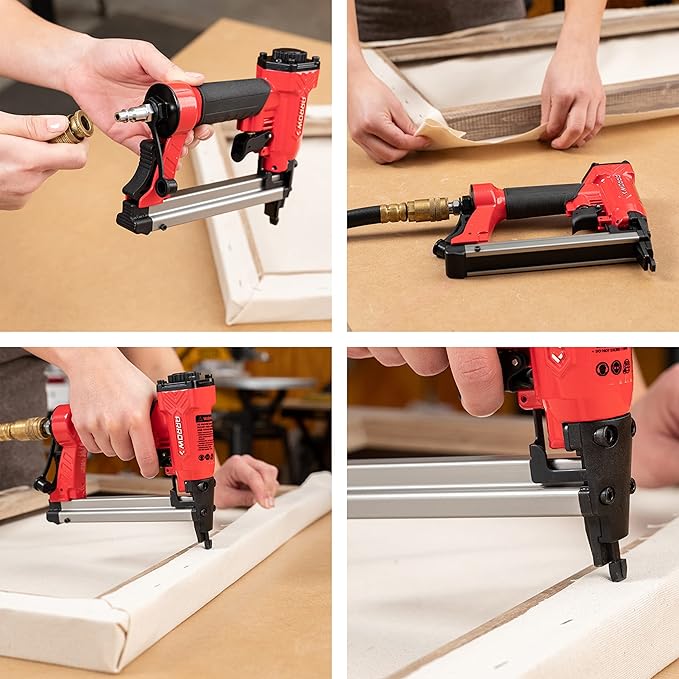 Arrow PT50 Oil-Free Pneumatic Staple Gun, Professional Heavy-Duty Stapler for Wood, Upholstery, Carpet, Wire Fencing, Fits 1/4?? 5/16?? 3/8", 1/2", 9/16??Staples , Red