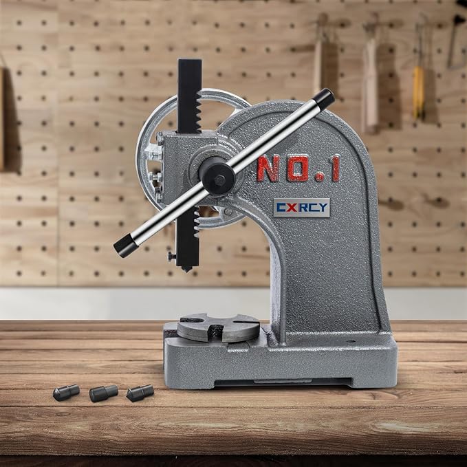 CXRCY Arbor Press 1 Ton with Hand Wheel, Cast Iron Heavy duty Manual Arbor Press 1 Ton, 5.5" Maximum Height, Desktop Arbor Press, Metal Punch Press Machine for Stamping Bending Forming Stretching