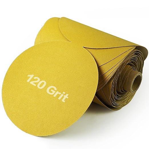 PSA Sanding Discs 6 Inch Adhesive Backed Sandpaper 100 Pack 120 Grit Self Adhesive Sanding Discs for DA Sander Self Stick for Wood, Auto Body Repair, Paint, Metal, and Plastic