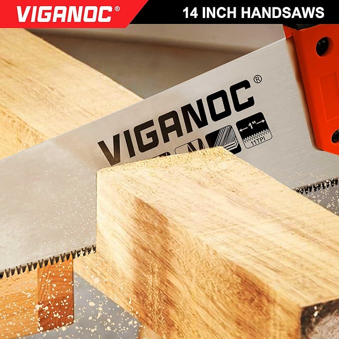 Vigaoc Hand Saw, Fine Cut Handsaws, 11TPI Sharp Wood Saw for Wood Working and Gardening, 14-inch