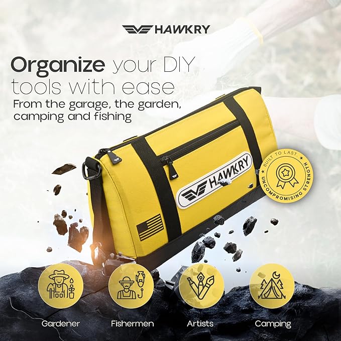 HAWKRY Oxford Waterproof Tool Bag – Small Tool Bag and Tool Pouch, Fishing Bag, Travel Pouch, Compact, Durable Small Travel Bag, Multipurpose Tool Bags for Men for Work, Fishing and Travel