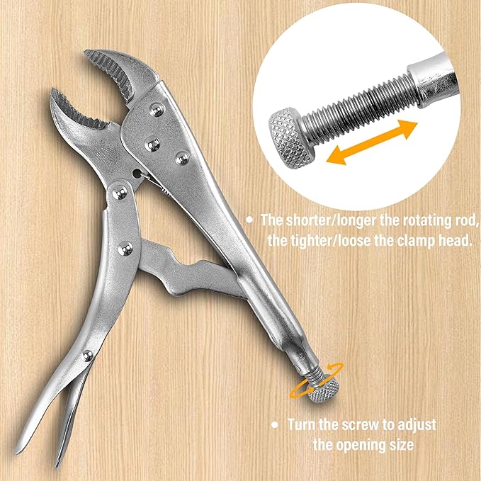 5-Piece Heavy-Duty Locking Pliers Tool Set with Case, 5", 7" & 10" Curved Jaw Adjustable Vise Grip Pliers and 7" & 9" Long Nose Welding Clamps for DIY Projects,Mechanic and Woodworking