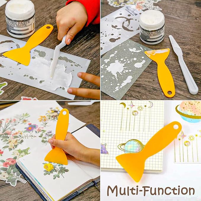 10pcs Plastic Spatula Paint Scrapers, Flexible Resin Scraper Putty Knife Air Bubble Remover Sticker Installation Tool for 3D Printing Resin Removal Spackling Patching Decal