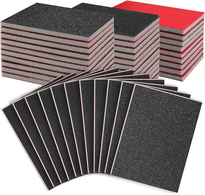 27 Pcs Sanding Sponge Pads, 120-3000 Grit Sandpaper Assortment, Wet Dry Washable Foam Sanding Block, Abrasive Sand Paper for Hand Sanders, Wood, Metal, Auto, Drywall, Furniture Polishing