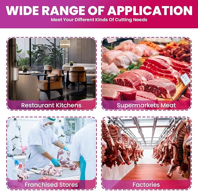 1500w Electric Meat Bone Saw, Stainless Steel Tabletop Meat Bandsaw for Butchering, Cutting Thickness 0.8-7.1 Inches, Commercial Frozen Meat Cutting Machine with 6 Blades, Workbeach 19.3 "x 15.35"
