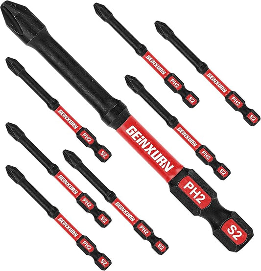 Impact Tough #2 Phillips 3 in. D2 Steel Long Extension Insert Driver Bits,8Pack 1/4 Inch Hex Shank Long Cross Magnetic PH2 Screwdriver Bits Set