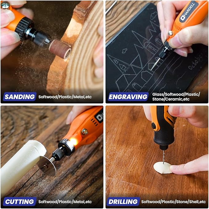 HARDELL 618PCS Rotary Tool Accessories, Rotary Tool Attachment with 1/8" Diameter Shanks, Fits Dremel Rotary Tools, Universal Bits for Sanding, Cutting, Polishing, Grinding, Drilling, Engraving
