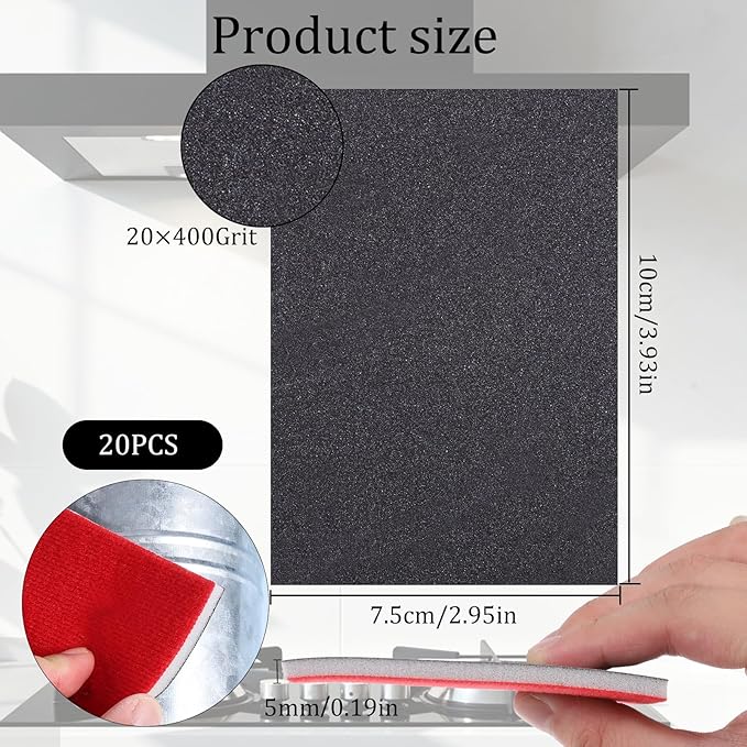 20 PCS 400 Grit Sanding Sponge Set, 3 X 4 Inch Abrasive Sanding Sponges Pads Ultra Fine Sandings Sponges Pads Soft Foam Hand Sandings Block, Soft Foam Hand Sander Block for Model Drywall Metal Wood