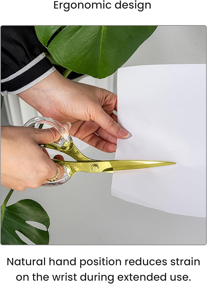 OfficeGoods 9??Stainless Steel Acrylic Scissors for Office and Home - Aesthetic and Sharp All Purpose Scissors, Perfect for Sewing, Arts and Crafts - Gold