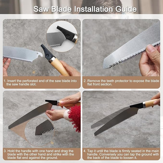 Japanese Hand Saw, 10 Inch Pull Saw 9 TPI with Detachable Blade Wood Saw for Woodworking Gardening (Style A)